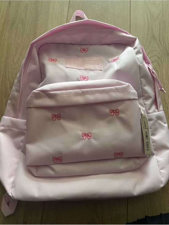 Jansport Handbags - Jansport Light Pink Backpack with Embroidered Pink Bows